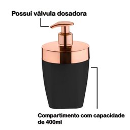 Dispenser Porta Detergente Líquido Preto Rose Gold Future - 2