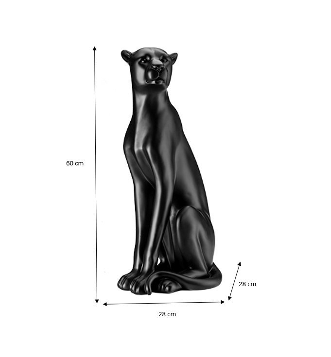 Escultura Obra de Arte Estátua Pantera Sentada Grande 60cm:preto Fosco - 2