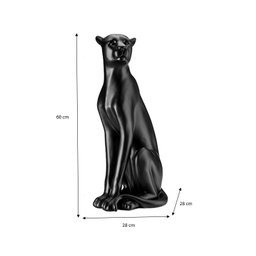Escultura Obra de Arte Estátua Pantera Sentada Grande 60cm:preto Fosco - 2