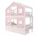 Ver imagem 5 de Beliche Infantil Casinha Dos Sonhos com Gavetas Rosa e Branco Megamobília