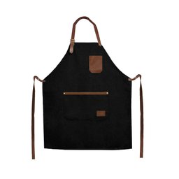 Avental Preto Couro Marrom Barista Barbearia Chef Cozinha 1un - 1