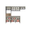Cozinha Modulada Henn Briz Star 4 Peças (2 Armários + 1 Balcão + 1 Paneleiro) CPT95 Cinza/Rú - 5