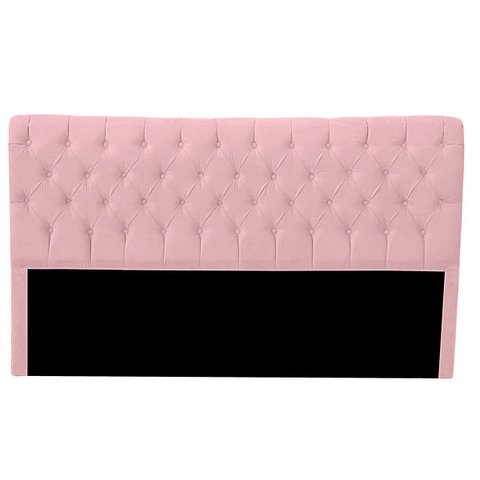 Cabeceira Casal Queen Estofada para Cama Box Glass Veludo Rosa Bebe
