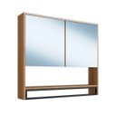 Ver imagem 2 de Armário Espelheira Banheiro 80cm C/ 2 Portas e Toalheiro P1041 Mel