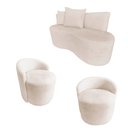 Ver imagem 2 de Kit Namoradeira + 2 Poltronas Yara Orgânica Veludo Marfim