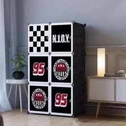 Guarda Roupa 6 Portas Black Armário Modular Carros Organizador Brinquedos Decorativo Estante Luxo - 6