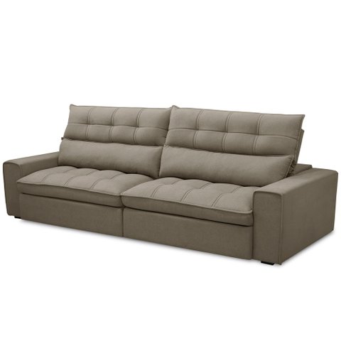 Sofá Retrátil Reclinável para Sala de Estar Living 250cm Dimas F04 Veludo Marrom Claro - Lyam Decor