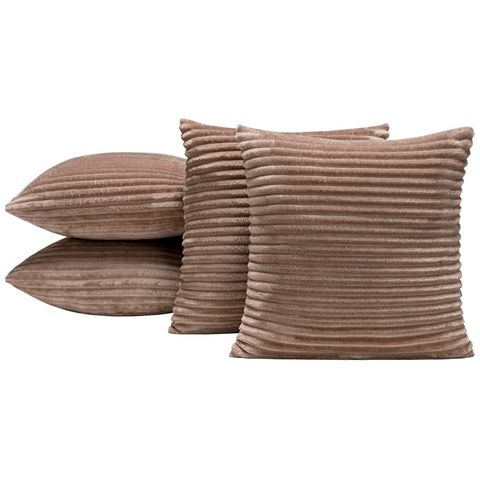 Kit 4 Capas de Almofada Napoli 45x45 Manta Canelada - Cáqui Casa Scarpa