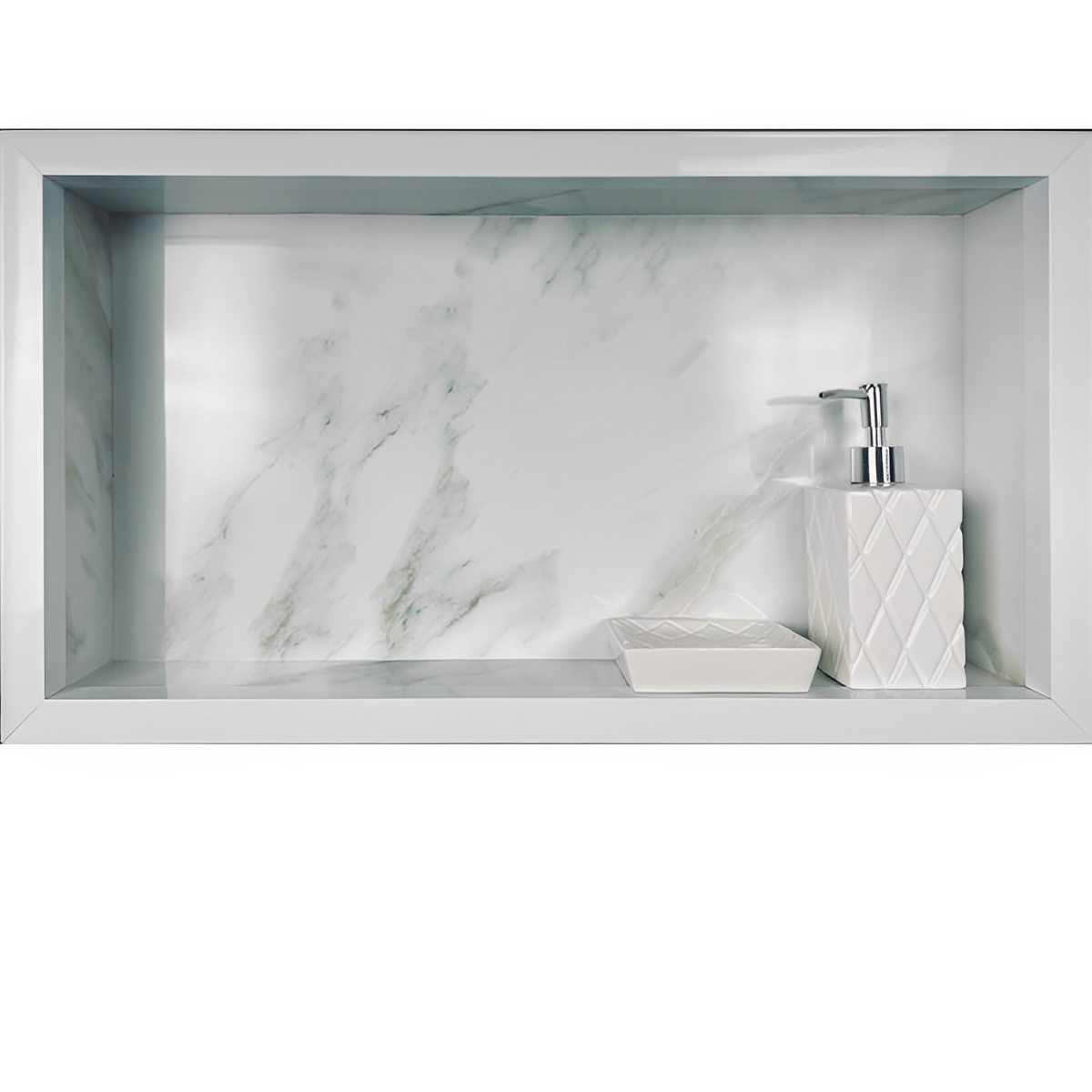 Nicho de Porcelanato Branco Marmo Douro Polido 60x32cm - 3