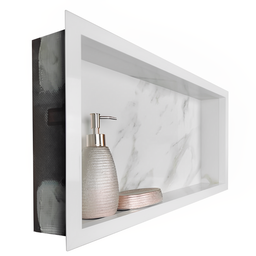 Nicho de Porcelanato Branco Marmo Douro Polido 60x32cm - 4