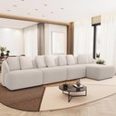 Ver imagem 2 de Sofá 5 Lugares com Chaise Direito Sala Living 388cm Arlo F04 Veludo Bege - Lyam Decor
