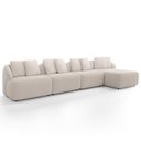 Ver imagem 1 de Sofá 5 Lugares com Chaise Direito Sala Living 388cm Arlo F04 Veludo Bege - Lyam Decor