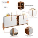 Ver imagem 3 de Buffet Aparador 190cm 4 Portas com Adega Lizz - 6 Cores:branco/cedro