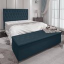 Ver imagem 4 de Kit Cabeceira e Calçadeira Baú Casal 1,40m Madrid Suede - Pallazio Cor Azul Marinho