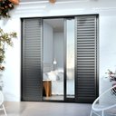 Ver imagem 2 de Porta Balcão de Alumínio 4 Folhas Móveis e 2 Fixas com Fecho Embutido 215x200cm Lucasa Ideale Preto