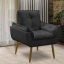 Ver imagem 2 de Poltrona para Sala Decorativa Opala Pés Madeira Suede Preto Império Decor