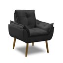 Ver imagem 1 de Poltrona para Sala Decorativa Opala Pés Madeira Suede Preto Império Decor