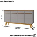 Ver imagem 3 de Balcao Buffet 4 Portas Opala 160 Cm Cinamomo Off White Bechara