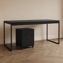 Ver imagem 2 de Kit Escritório Mesa Pé de Ferro 1,20 com Gaveteiro Berlin 4 Gavetas - Jm3 Móveis:mesa.preto.gav.pret