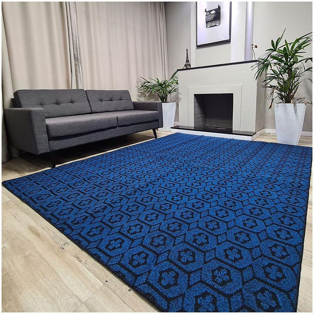 Tapete Carpete Sala Quarto Elegante Geométrico 2,00 X 3,00 Titulo Cor Azul - 4