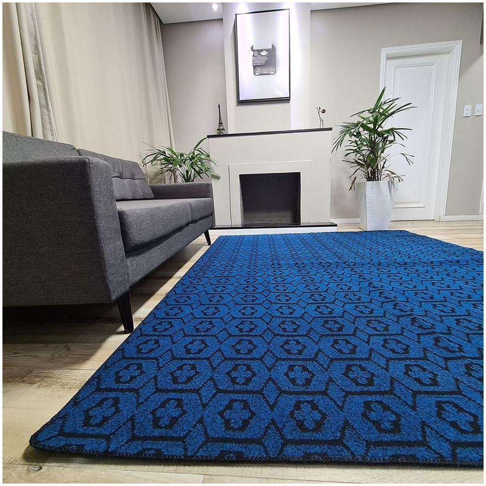 Tapete Carpete Sala Quarto Elegante Geométrico 2,00 X 3,00 Titulo Cor Azul - 1