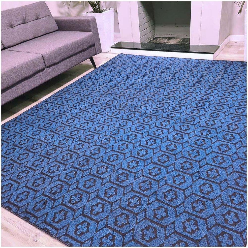 Tapete Carpete Sala Quarto Elegante Geométrico 2,00 X 3,00 Titulo Cor Azul - 2