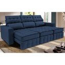 Ver imagem 1 de Sofá Retrátil e Reclinável 2.50m Molas Ensacadas e Costura Tripla Cama inBox Nobre Suede Azul