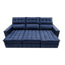 Ver imagem 5 de Sofá Retrátil e Reclinável 2.50m Molas Ensacadas e Costura Tripla Cama inBox Nobre Suede Azul