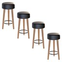Ver imagem 1 de Kit 04 Banquetas Baixa Estofada Pés De Madeira Preto