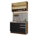 Ver imagem 2 de Cozinha Compacta Madesa Glamy 120002 com Armário e Balcão (Sem Tampo e Pia) Rustic/Preto Cor:Rustic