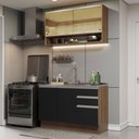 Ver imagem 1 de Cozinha Compacta Madesa Glamy 120002 com Armário e Balcão (Sem Tampo e Pia) Rustic/Preto Cor:Rustic