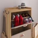 Ver imagem 5 de Sapateira Vertical 3 Gavetas Banco Prateleira Sapatos Gancho Bolsa Hall Entrada Quarto Hanover/fendi