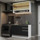 Ver imagem 1 de Cozinha Compacta Madesa Glamy 120002 com Armário e Balcão (Sem Tampo e Pia) Branco/Preto Cor:Branco 