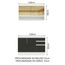Ver imagem 3 de Cozinha Compacta Madesa Glamy 120002 com Armário e Balcão (Sem Tampo e Pia) Branco/Preto Cor:Branco 