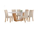Ver imagem 1 de Conjunto Sala de Jantar Mesa Apogeu 170 Tampo Vidro Off White com 6 Cadeiras Apogeu - Lopas Amendoa 