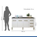 Ver imagem 2 de Lavanderia Modulada Nova Iguaçu Balcão 3 Portas e 3 Gavetas - Kaiki Móveis Branco
