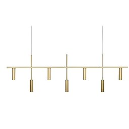 Pendente Moderno Luxo Slim para 7 Mini Dicroicas 1,20m Tubo Horizontal Retangular - Dourado - 1