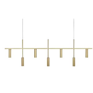 Pendente Moderno Luxo Slim para 7 Mini Dicroicas 1,20m Tubo Horizontal Retangular - Dourado