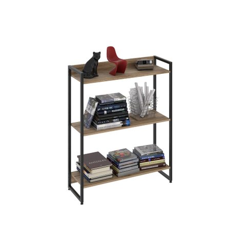 Estante Multiuso Para Escritório Industrial 03 Prateleiras Areta 104x80cm C01 Carvalho - Lyam