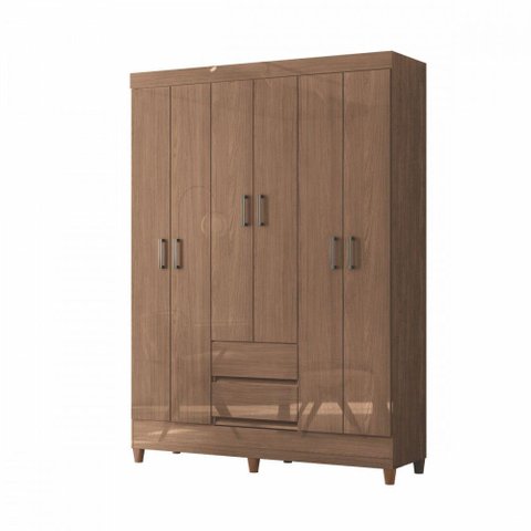 Guarda Roupa Casal com Pés 6 Portas 2 Gavetas Jequitiba New Jequitiba