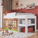 Ver imagem 3 de Cama Infantil Branca Mdp Cabaninha Imaginação com Protetor Lateral e Escada Prateleira
