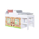 Ver imagem 1 de Cama Infantil Branca Mdp Cabaninha Imaginação com Protetor Lateral e Escada Prateleira