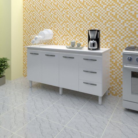 Balcão com Tampo Emily 160 Cm Branco Moblis