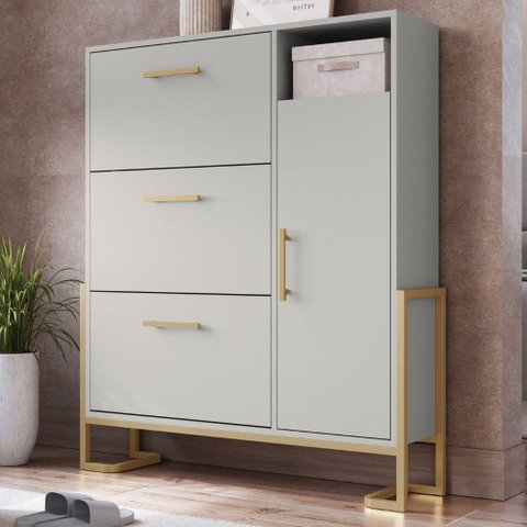Sapateira 4 Gavetas P1062 96 Cm Arenas Dourado Pp Milani Store