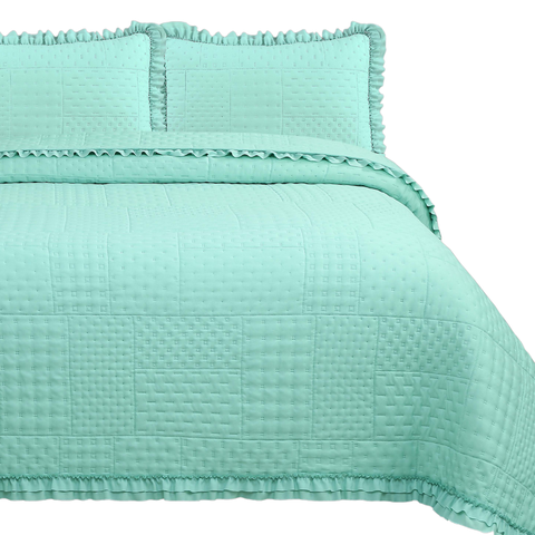 Cama Posta King Ellie Colcha Luxo Algodão 300 Fios Bordado Bellini:verde