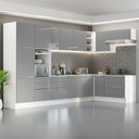 Ver imagem 1 de Armário De Cozinha Completa De Canto 546cm Branco cinza