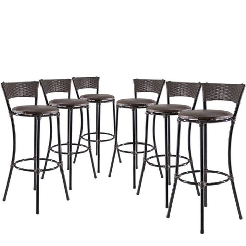 Kit Com 6 Banquetas Altas Forts Fibra Uv Bancada, área Goumert, Bar, Piscina, Balcão, Floral