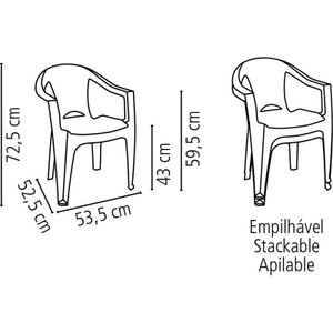 Cadeira Plastica Monobloco com Bracos Iguape Preta