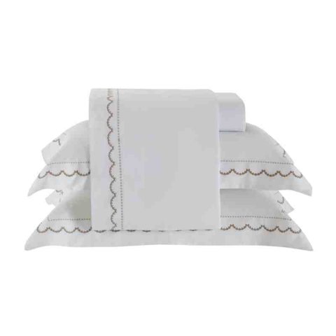 Jogo Cama 4 Peças Queen Bordado Algarve Branco/fend Kacyumara