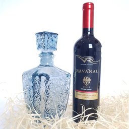 VINHO CABERNET COM KIT ABRIDOR E GARRAFA VIDRO RETRÔ AZUL - 3
